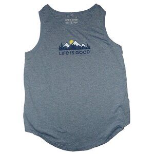 Life Is Good Active Tank Top Shirt Women‎ S Gray Mountains Hike Running Athletic